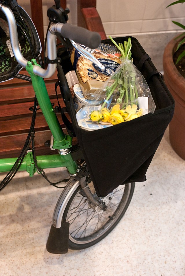 The folding basket, fully loaded